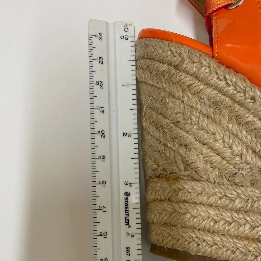 Liliana Orange Dopamine Wedge Espadrille with Multicolor Straps Size 5.5
